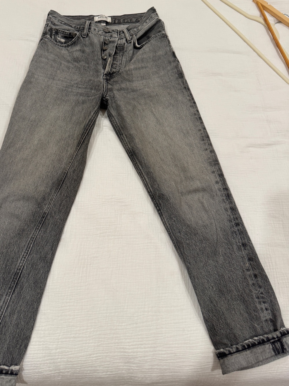 Agolde Women’s Washed Black Straight Jeans